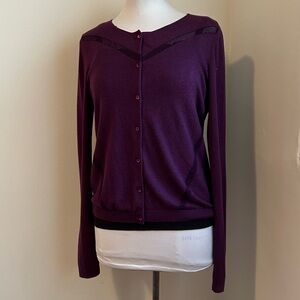 LK Bennett London Purple Cardigan Knit Sweater Medium